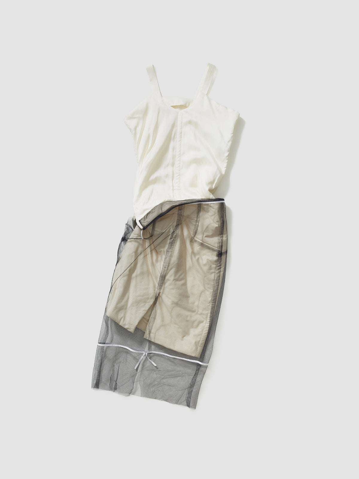 Mesh Layered Dress in Ecru