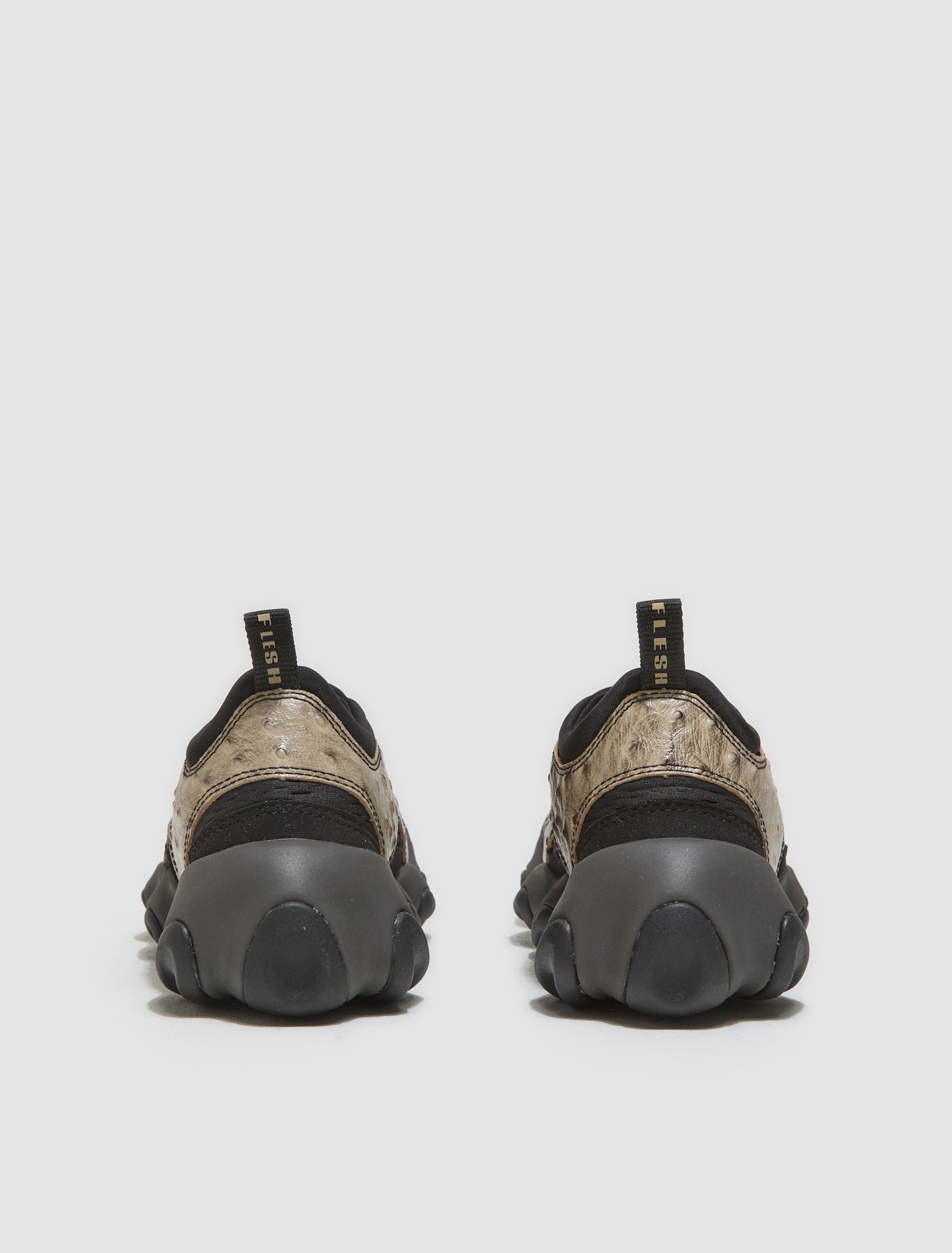 Ostrich Flesh Sandal in Castle & Black