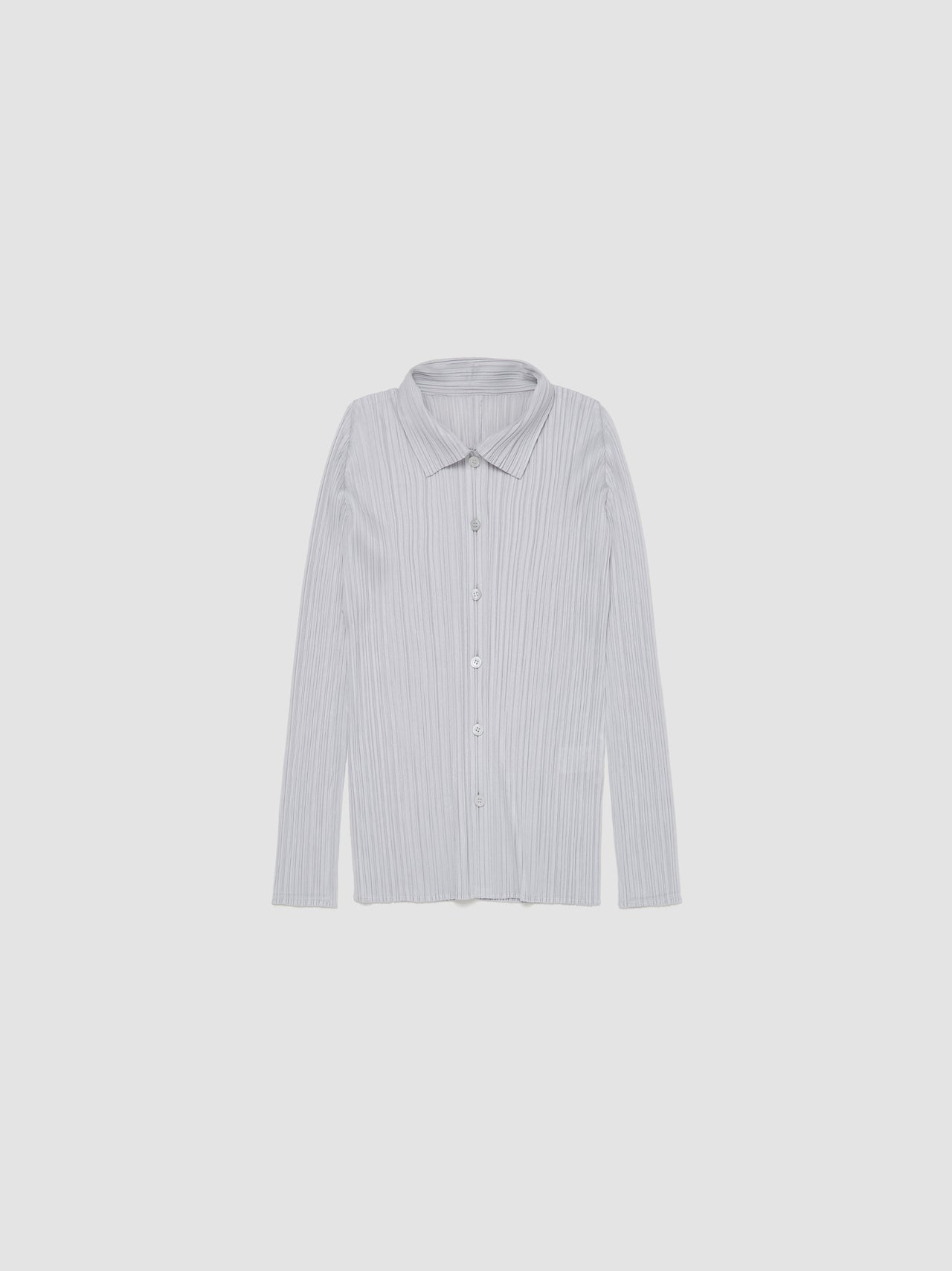 Pleated Button-Up Shirt in Grey