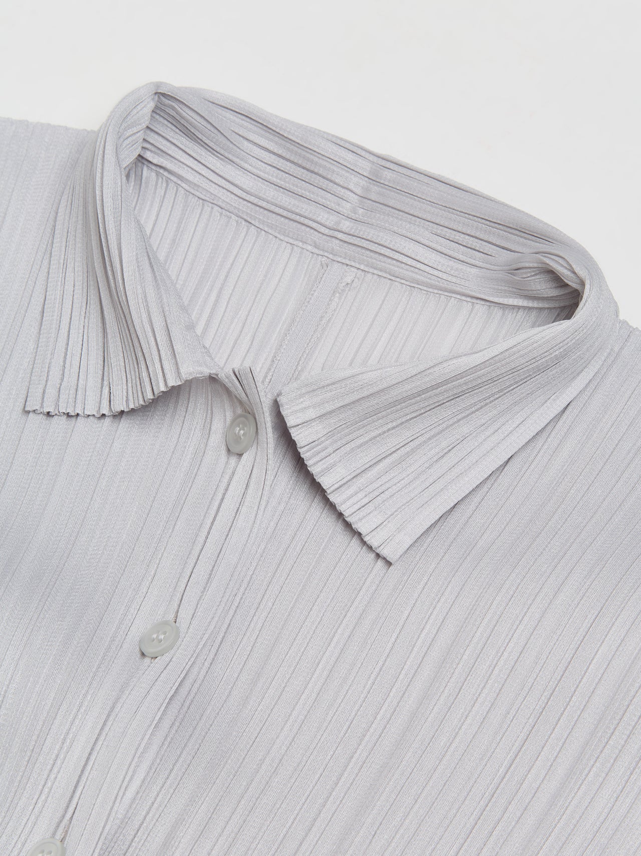 Pleated Button-Up Shirt in Grey