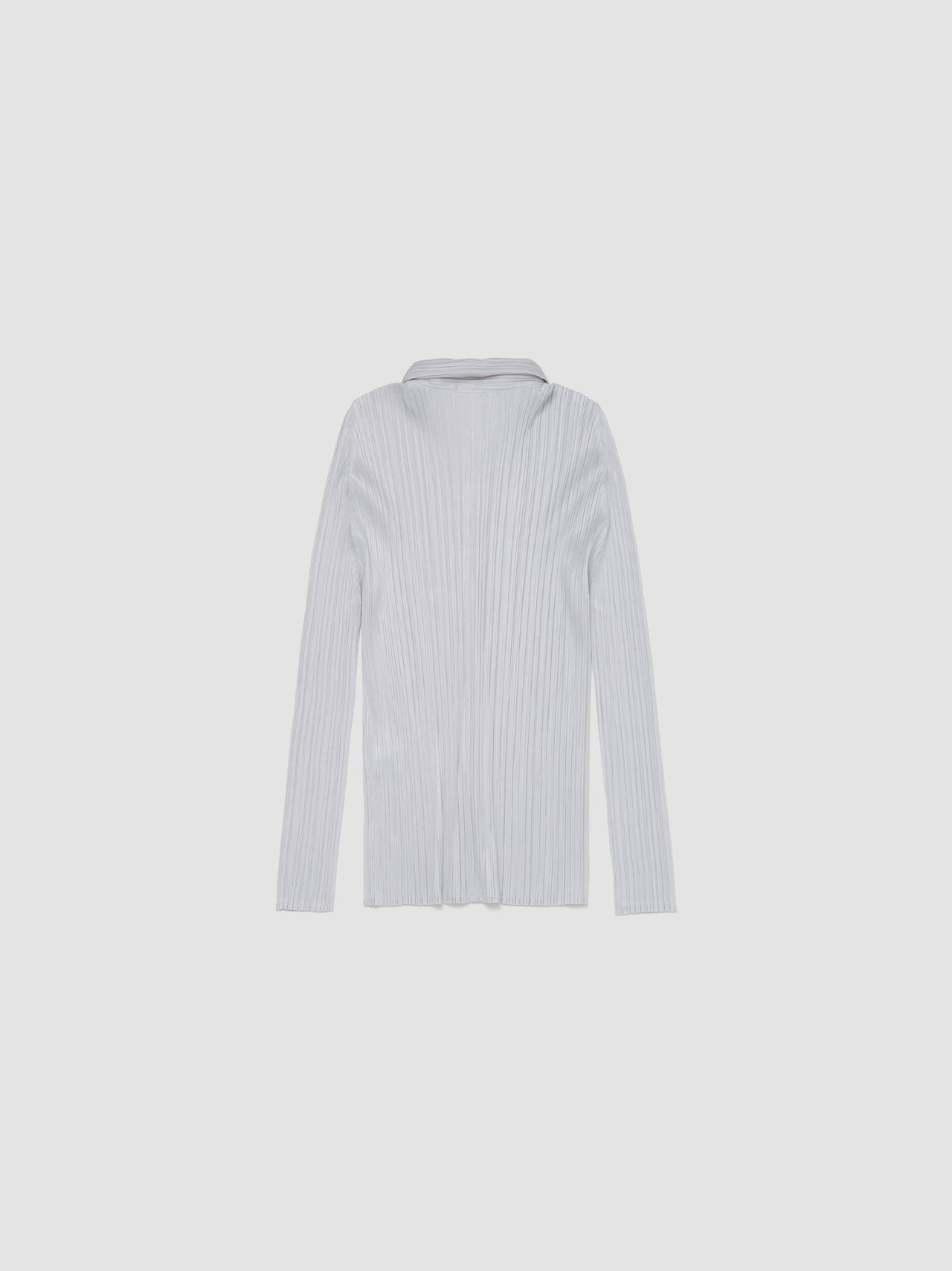 Pleated Button-Up Shirt in Grey