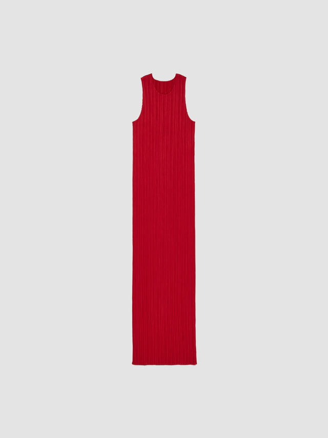 Pleated Midi Dress in Red