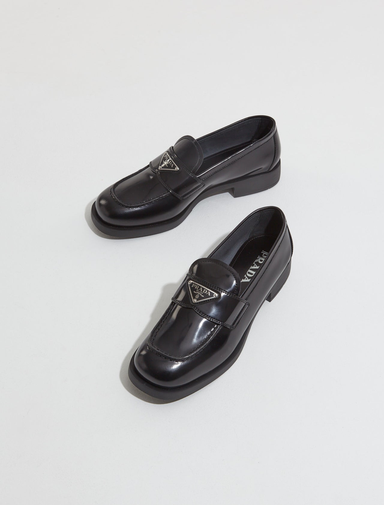 Unlined Brushed Leather Loafers in Black